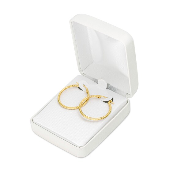 25.0mm Diamond-Cut Tube Hoop Earrings in 10K Gold