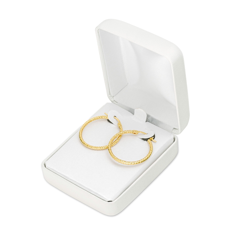 Main Image 4 of 25.0mm Diamond-Cut Tube Hoop Earrings in 10K Gold