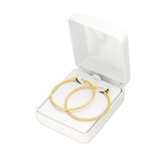 40.0mm Diamond-Cut Tube Hoop Earrings in 10K Gold