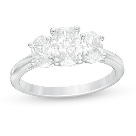 2 CT. T.w. Certified Oval Lab-Grown Diamond Past Present FutureÂ® Engagement Ring in 14K White Gold (G/Si2)