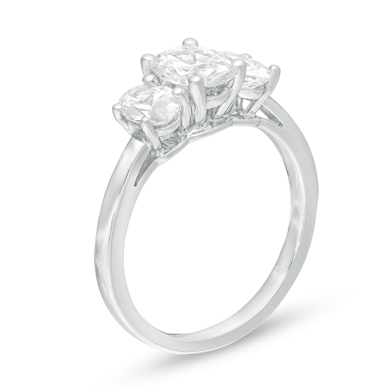 Main Image 3 of 2 CT. T.W. Certified Oval Lab-Grown Diamond Past Present Future® Engagement Ring in 14K White Gold (G/SI2)