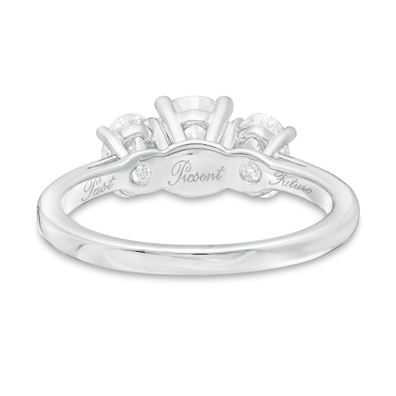 2 CT. T.w. Certified Oval Lab-Grown Diamond Past Present FutureÂ® Engagement Ring in 14K White Gold (G/Si2)