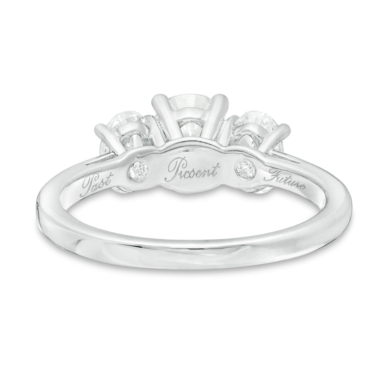 Main Image 4 of 2 CT. T.W. Certified Oval Lab-Grown Diamond Past Present Future® Engagement Ring in 14K White Gold (G/SI2)