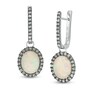 Thumbnail Image 1 of Vera Wang Love Collection Oval Opal and 1 CT. T.W. Diamond Frame Drop Earrings in 18K White Gold
