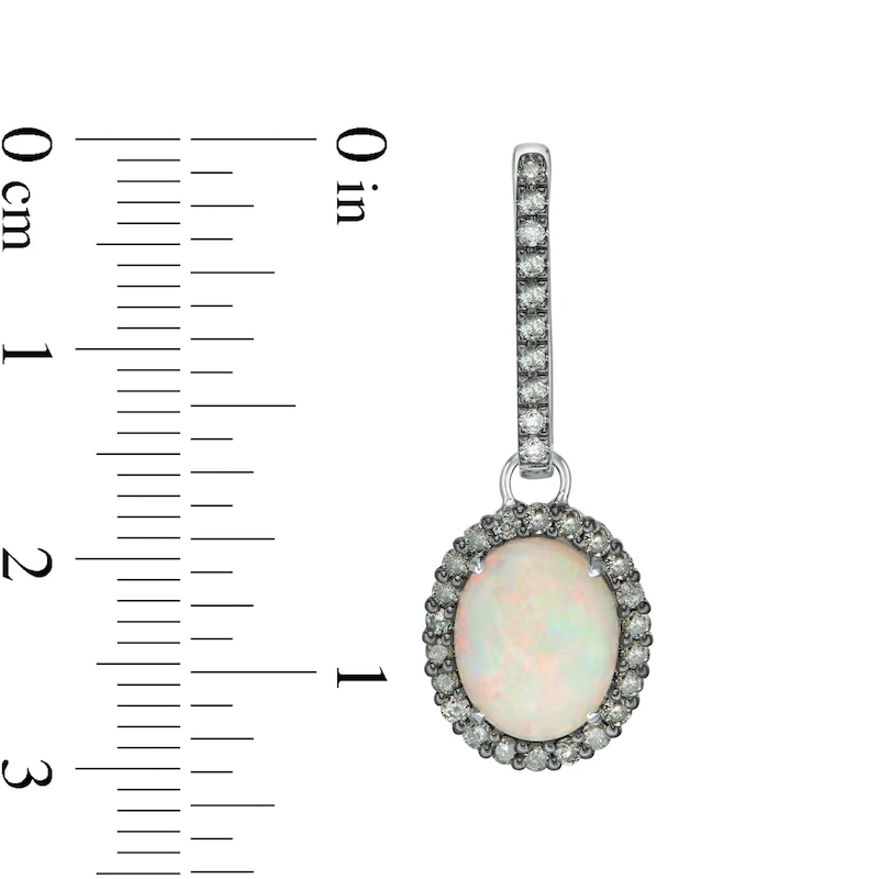 Main Image 4 of Vera Wang Love Collection Oval Opal and 1 CT. T.W. Diamond Frame Drop Earrings in 18K White Gold