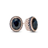 Thumbnail Image 0 of Vera Wang Love Collection Oval Blue Sapphire and 1 CT. T.W. Diamond Crown Frame Stud Earrings in 18K Rose Gold