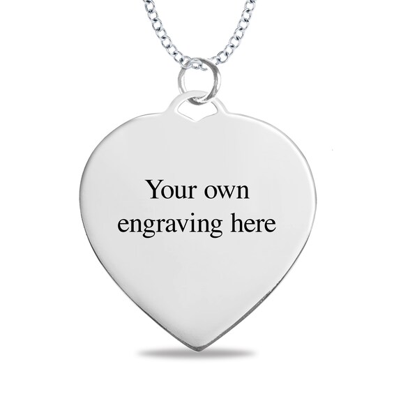 Medium Engravable Photo Heart Pendant in 10K White, Yellow or Rose Gold (1 Image and 3 Lines)