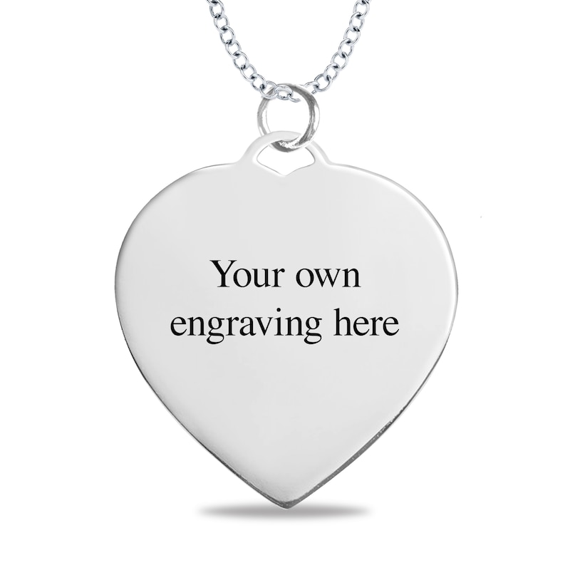 Medium Engravable Photo Heart Pendant in 10K White, Yellow or Rose Gold (1 Image and 3 Lines)