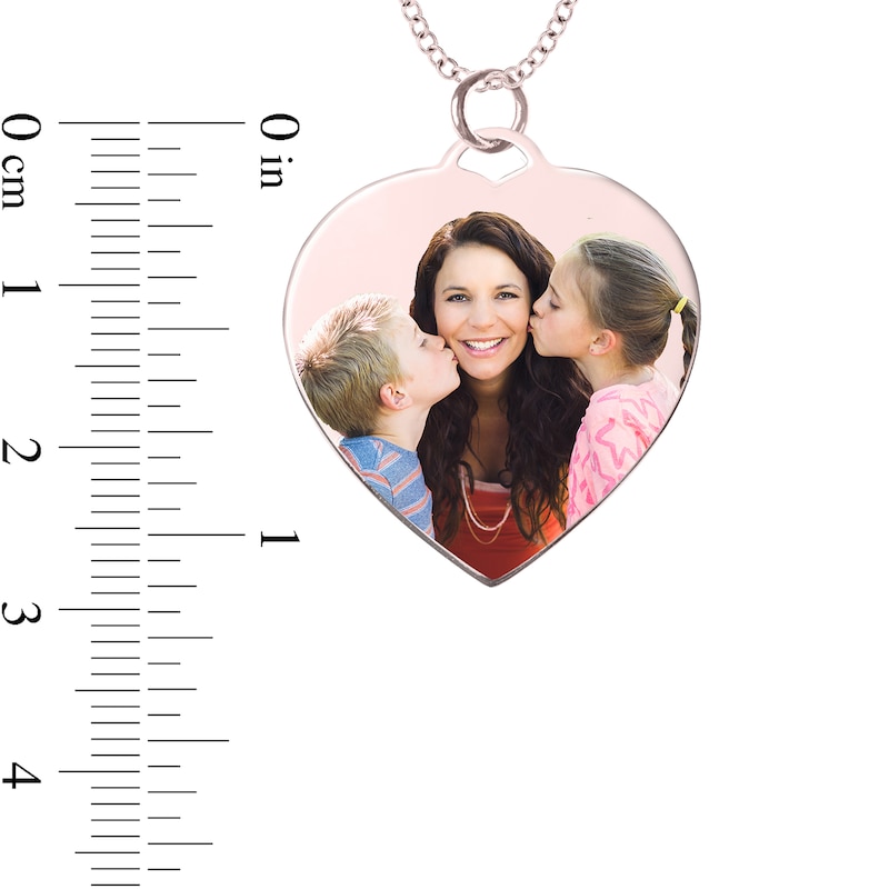 Medium Engravable Photo Heart Pendant in 10K White, Yellow or Rose Gold (1 Image and 3 Lines)