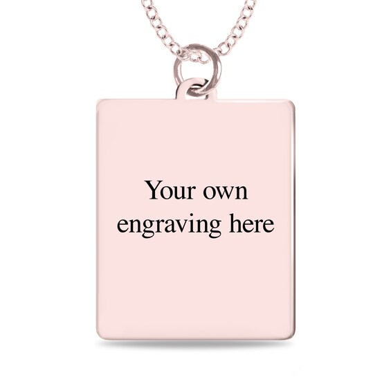 Medium Engravable Photo Rectangle Pendant in 10K White, Yellow or Rose Gold (1 Image and 3 Lines)