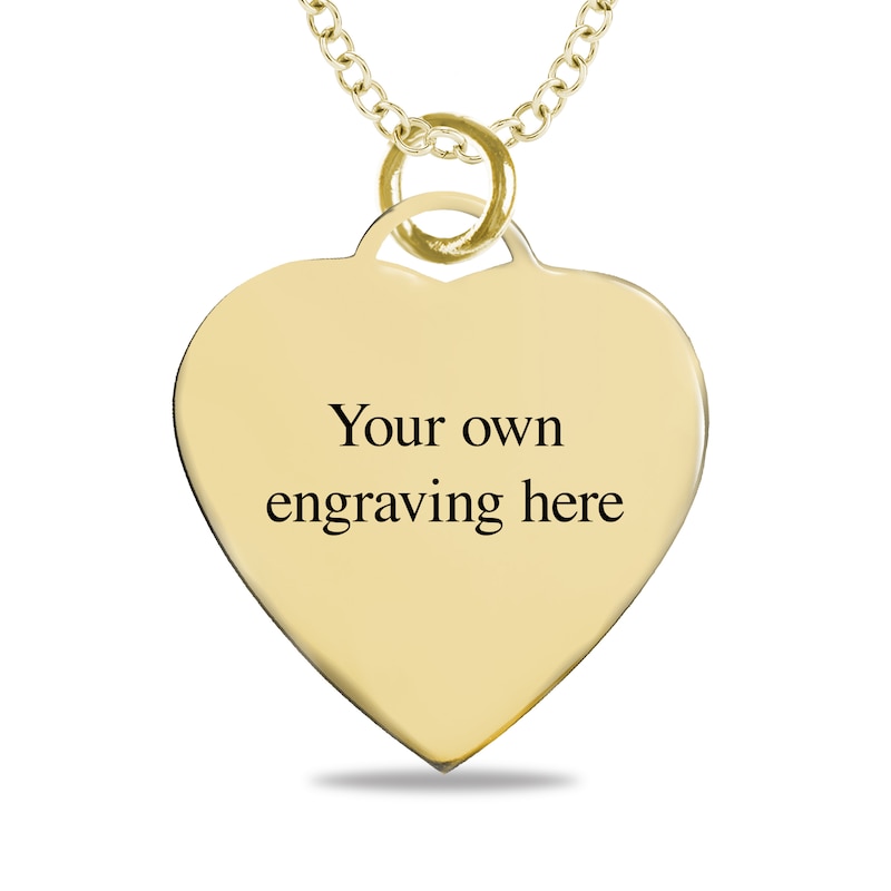 Small Engravable Photo Heart Pendant in 10K White, Yellow or Rose Gold (1 Image and 2 Lines)