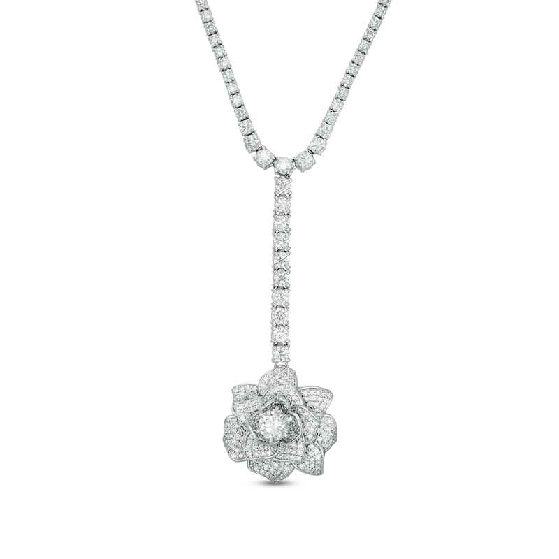 Vera Wang Love Collection 10-3/4 CT. T.W. Diamond Rose "Y" Necklace in 18K White Gold - 16"