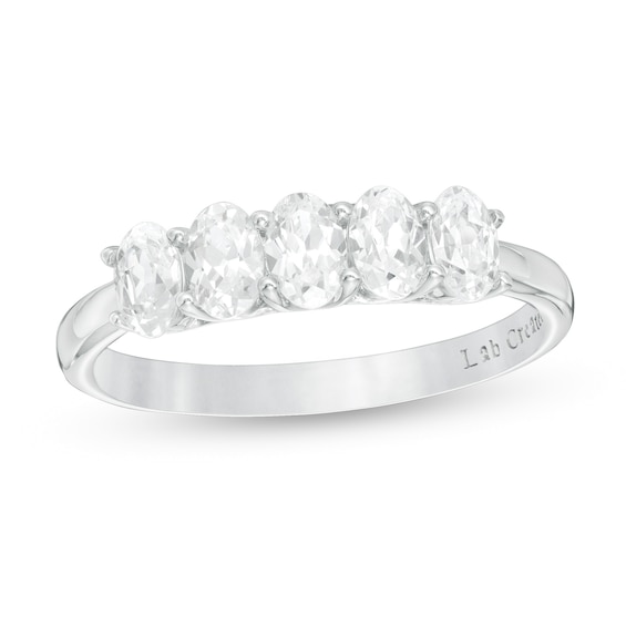 1 CT. T.w. Certified Oval Lab-Grown Diamond Five Stone Anniversary Band in 14K White Gold (F/Si2)