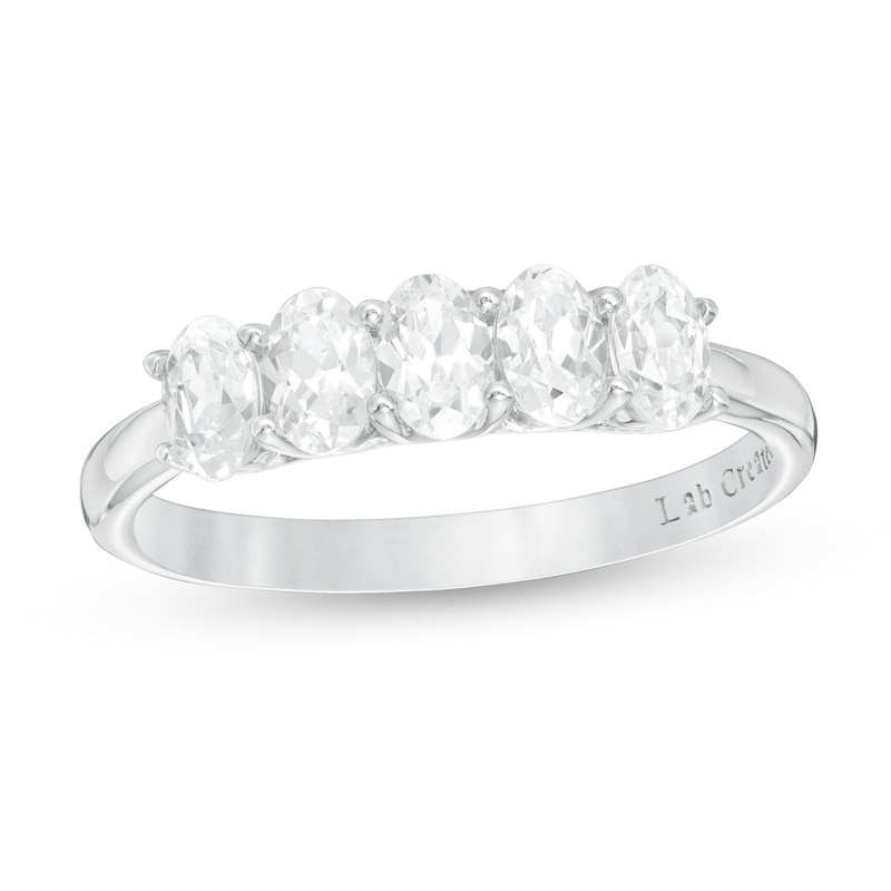 Main Image 1 of 1 CT. T.W. Certified Oval Lab-Grown Diamond Five Stone Anniversary Band in 14K White Gold (F/SI2)