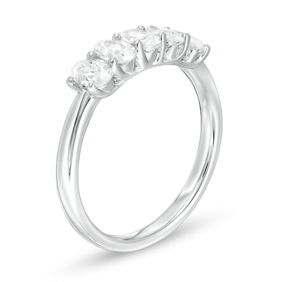 1 CT. T.w. Certified Oval Lab-Grown Diamond Five Stone Anniversary Band in 14K White Gold (F/Si2)
