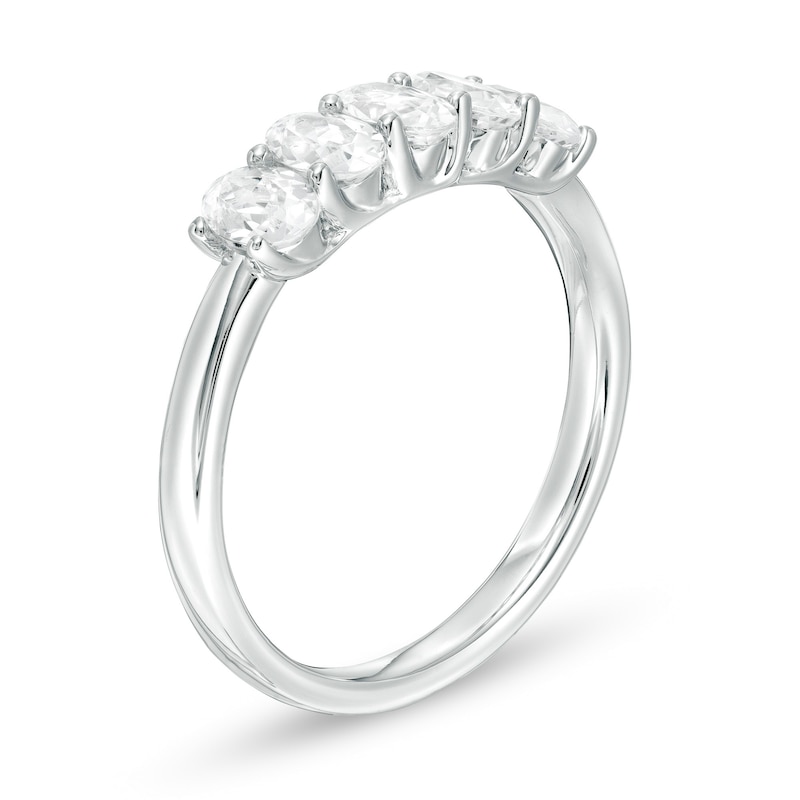 Main Image 3 of 1 CT. T.W. Certified Oval Lab-Grown Diamond Five Stone Anniversary Band in 14K White Gold (F/SI2)