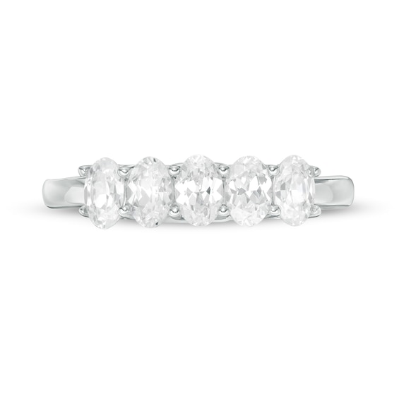 1 CT. T.w. Certified Oval Lab-Grown Diamond Five Stone Anniversary Band in 14K White Gold (F/Si2)