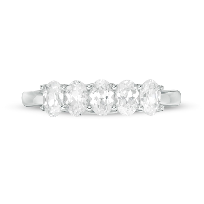 Main Image 4 of 1 CT. T.W. Certified Oval Lab-Grown Diamond Five Stone Anniversary Band in 14K White Gold (F/SI2)