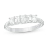 Thumbnail Image 1 of 1 CT. T.W. Certified Emerald-Cut Lab-Grown Diamond Five Stone Anniversary Band in 14K White Gold (F/SI2)