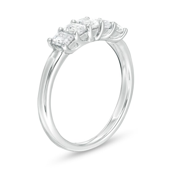 1 CT. T.w. Certified Emerald-Cut Lab-Grown Diamond Five Stone Anniversary Band in 14K White Gold (F/Si2)