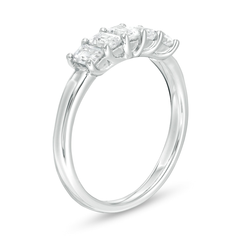 Main Image 3 of 1 CT. T.W. Certified Emerald-Cut Lab-Grown Diamond Five Stone Anniversary Band in 14K White Gold (F/SI2)