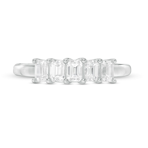 1 CT. T.w. Certified Emerald-Cut Lab-Grown Diamond Five Stone Anniversary Band in 14K White Gold (F/Si2)