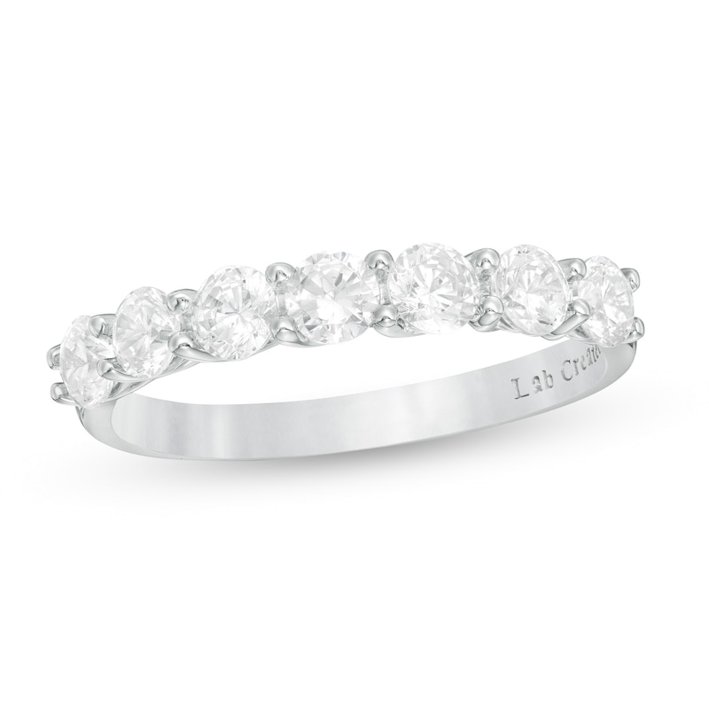 Main Image 1 of 1 CT. T.W. Certified Lab-Grown Diamond Seven Stone Anniversary Band in 14K White Gold (F/SI2)