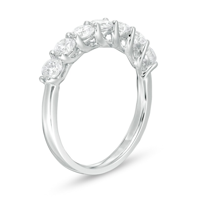 Main Image 3 of 1 CT. T.W. Certified Lab-Grown Diamond Seven Stone Anniversary Band in 14K White Gold (F/SI2)