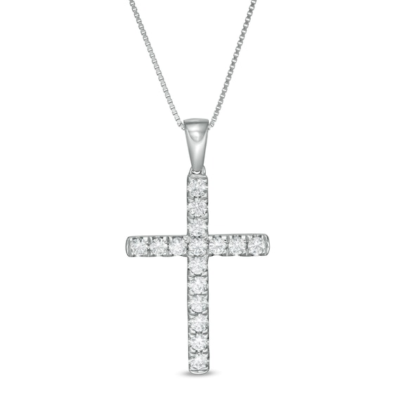 1/2 CT. T.w. Certified Lab-Grown Diamond Cross Pendant in 14K White Gold (F/Si2)
