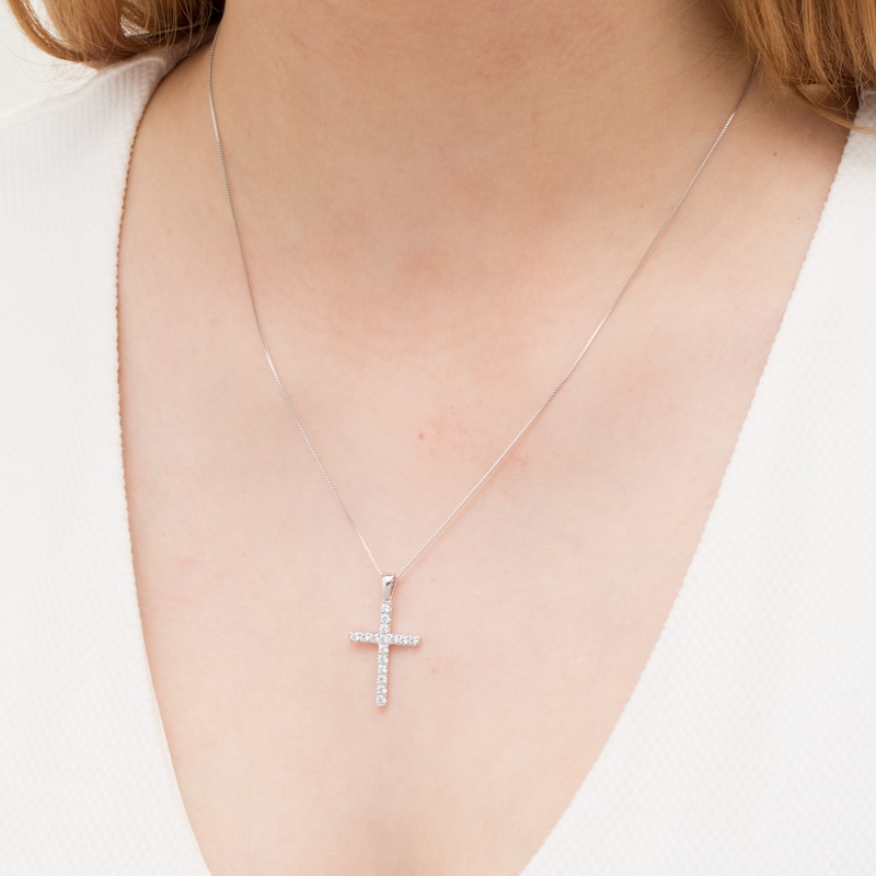 1/2 CT. T.W. Certified Lab-Created Diamond Cross Pendant in 14K White Gold (F/SI2)