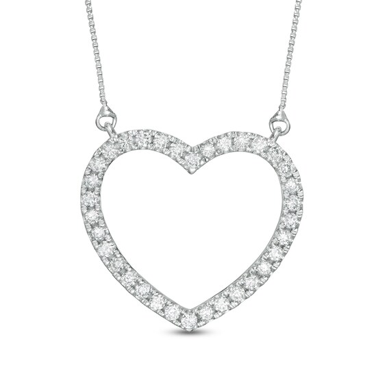 1/2 CT. T.w. Certified Lab-Grown Diamond Heart Outline Necklace in 14K White Gold (F/Si2)