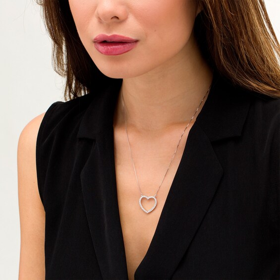 1/2 CT. T.w. Certified Lab-Grown Diamond Heart Outline Necklace in 14K White Gold (F/Si2)