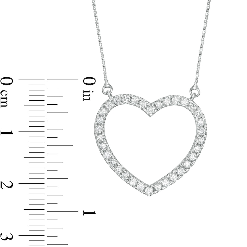 Main Image 4 of 1/2 CT. T.W. Lab-Grown Diamond Heart Outline Necklace in 14K White Gold (F/SI2)