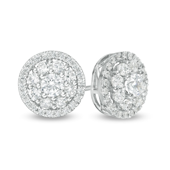 1 CT. T.w. Certified Lab-Grown Diamond Double Frame Stud Earrings in 14K White Gold (F/Si2)