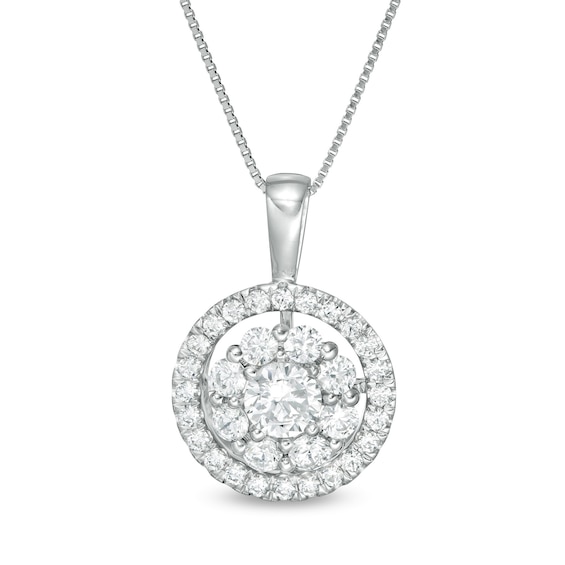 1 CT. T.w. Certified Lab-Grown Diamond Double Frame Pendant in 14K White Gold (F/Si2)