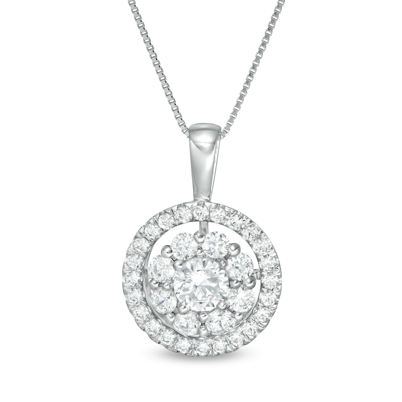 1 CT. T.W. Certified Lab-Created Diamond Double Frame Pendant in 14K White Gold (F/SI2)