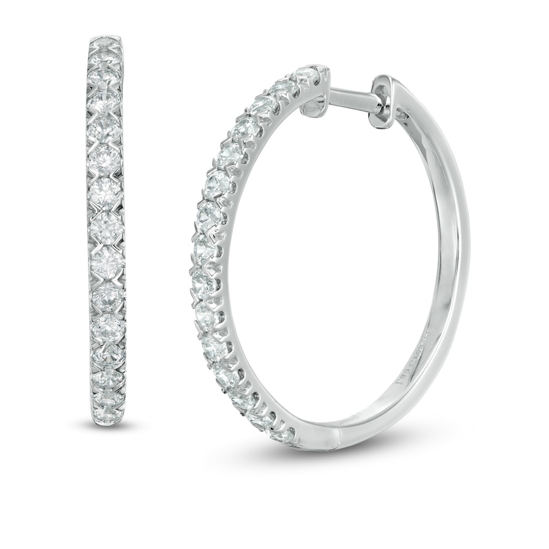 1 CT. T.W. Certified Lab-Created Diamond Hoop Earrings in 14K White Gold (F/SI2)