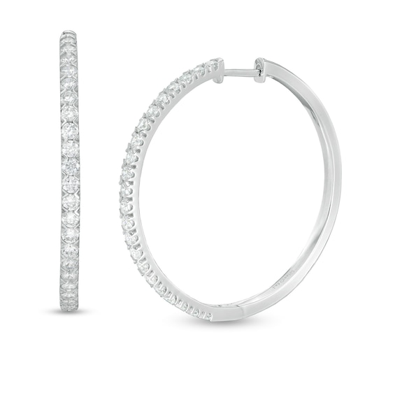 2 CT. T.w. Certified Lab-Grown Diamond Hoop Earrings in 14K White Gold (F/Si2)
