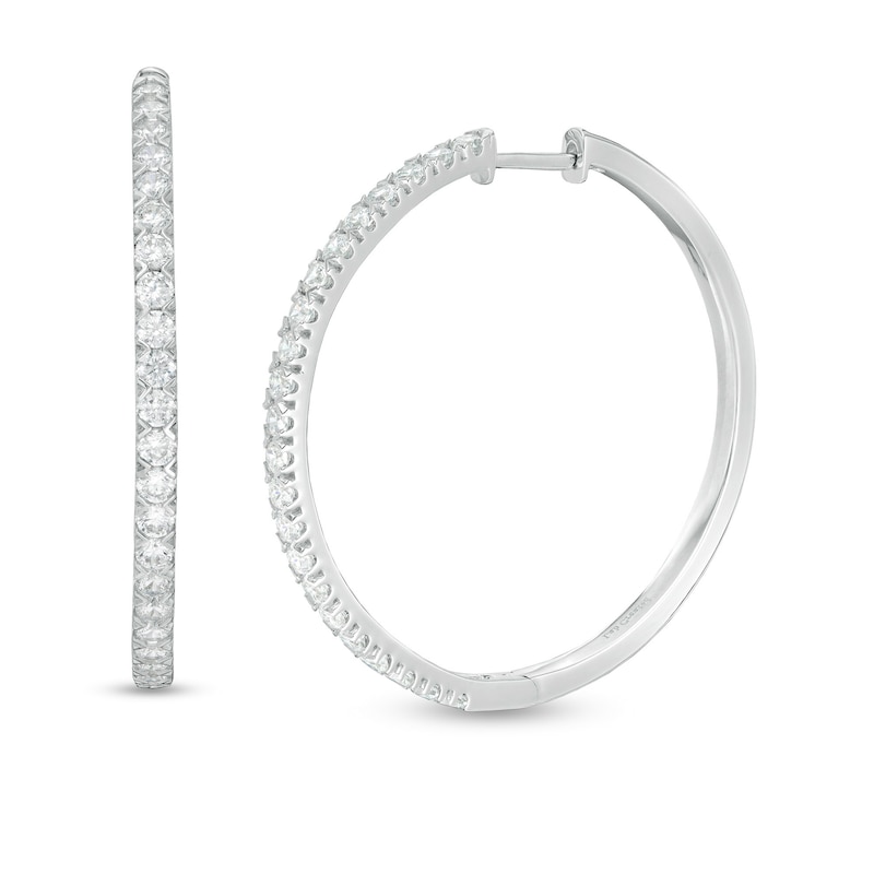 Main Image 1 of 2 CT. T.W. Certified Lab-Grown Diamond Hoop Earrings in 14K White Gold (F/SI2)