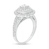 1-1/2 CT. T.W. Princess-Cut Diamond Scallop Frame Vintage-Style Engagement Ring in 14K White Gold