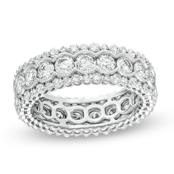 3 CT. T.W. Diamond Scallop Edge Vintage-Style Eternity Anniversary Band in 14K White Gold 3 CT. T.W. Diamond Scallop Edge Vintage-Style Eternity Anniversary Band in 14K White Gold