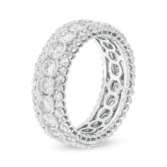 3 CT. T.W. Diamond Scallop Edge Vintage-Style Eternity Anniversary Band in 14K White Gold 3 CT. T.W. Diamond Scallop Edge Vintage-Style Eternity Anniversary Band in 14K White Gold