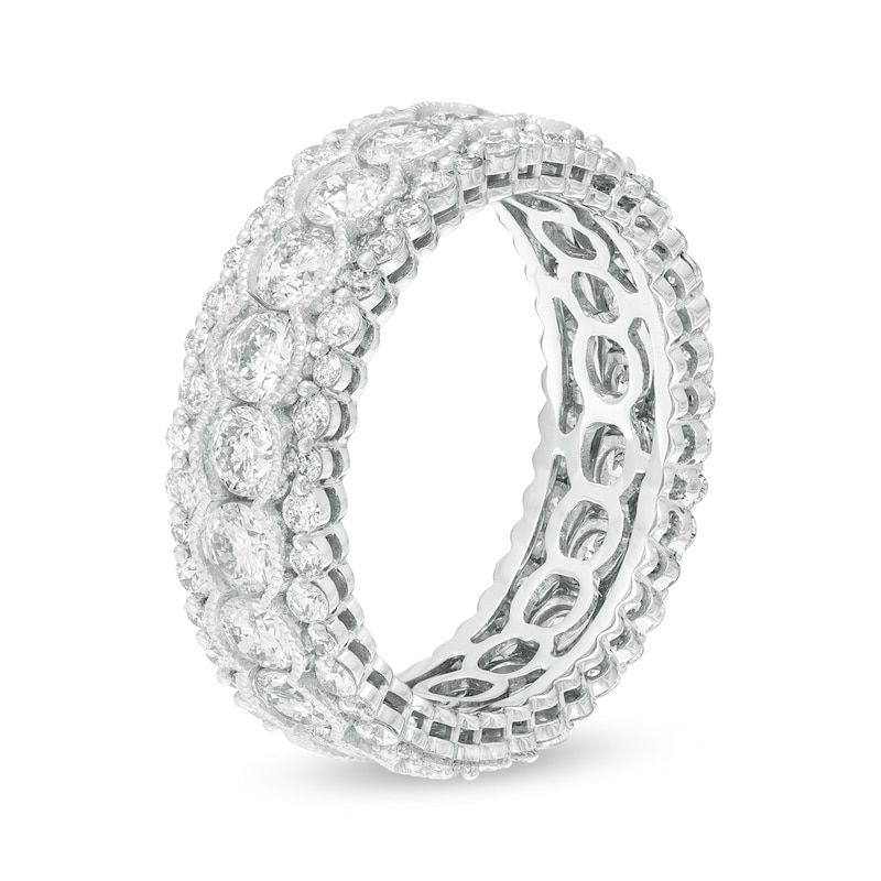 Main Image 3 of 3 CT. T.W. Diamond Scallop Edge Vintage-Style Eternity Anniversary Band in 14K White Gold