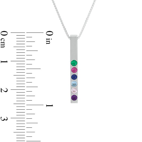 Mother's Birthstone Vertical Bar Pendant (1-7 Stones)