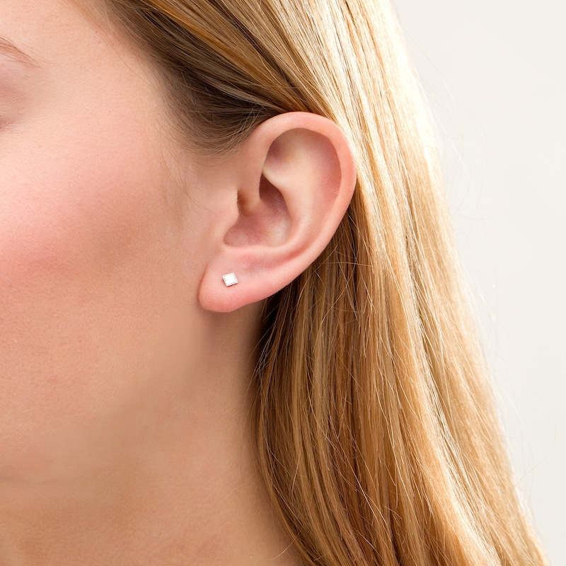 Main Image 2 of 3/8 CT. T.W. Princess-Cut Diamond Solitaire Stud Earrings in 14K White Gold