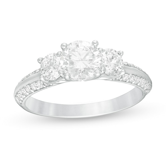 1-1/2 CT. T.w. Certified Lab-Grown Diamond Edge Past Present FutureÂ® Engagement Ring in 14K White Gold (G/Si2)