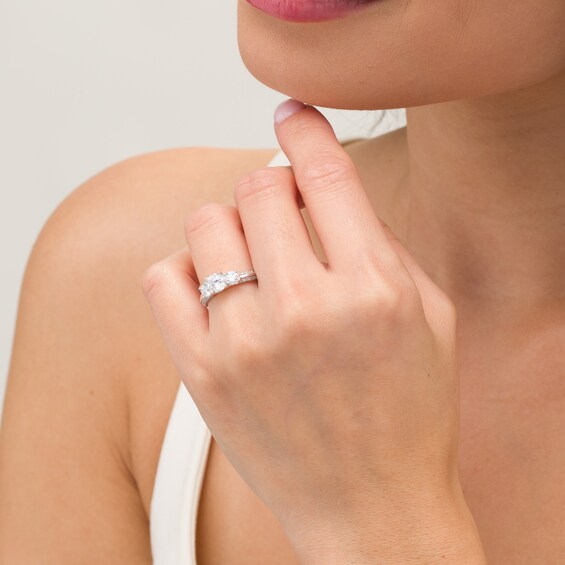 1-1/2 CT. T.w. Certified Lab-Grown Diamond Edge Past Present FutureÂ® Engagement Ring in 14K White Gold (G/Si2)