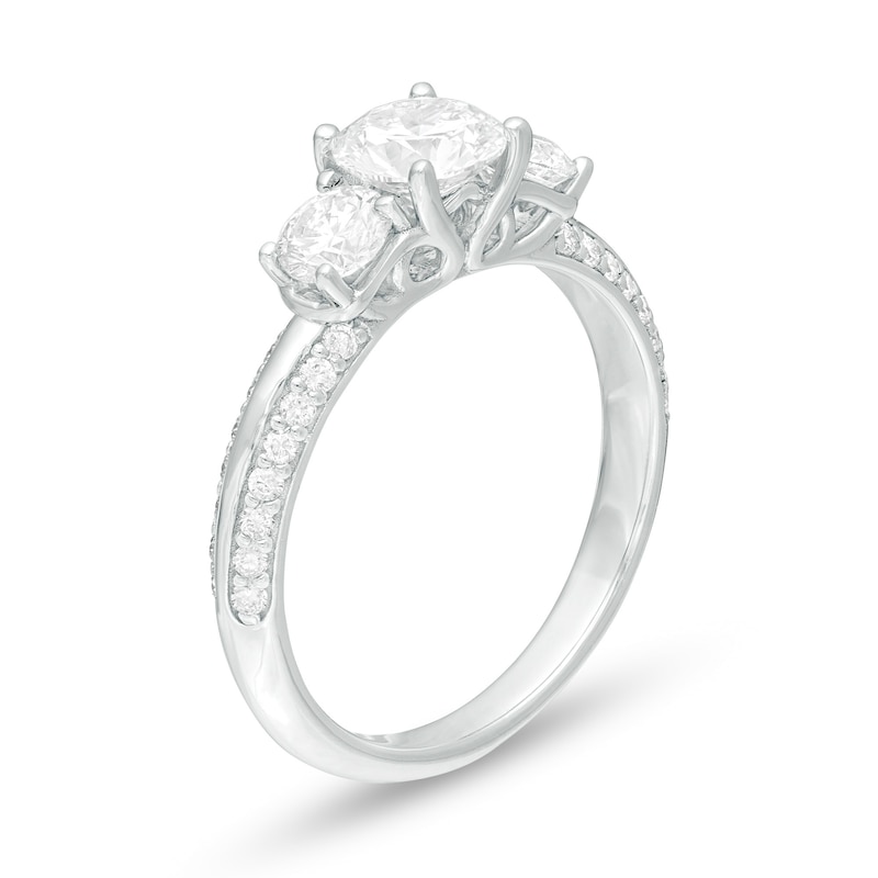 1-1/2 CT. T.W. Certified Lab-Created Diamond Edge Past Present Future® Engagement Ring in 14K White Gold (G/SI2)