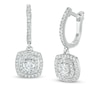 Thumbnail Image 1 of 1 CT. T.W. Lab-Grown Diamond Double Cushion Frame Drop Earrings in 14K White Gold (F/SI2)