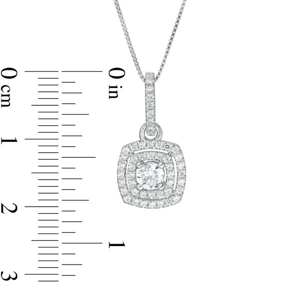 1/2 CT. T.w. Certified Lab-Grown Diamond Double Cushion Frame Pendant in 14K White Gold (F/Si2)
